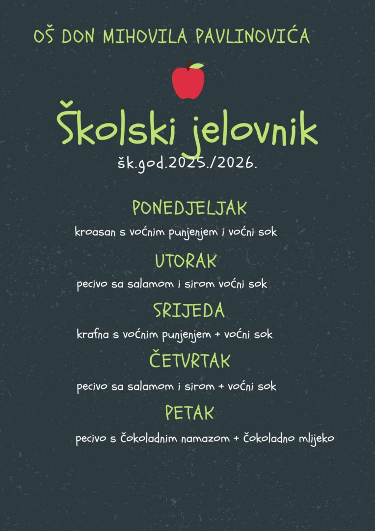 Green Chalkboard School Menu