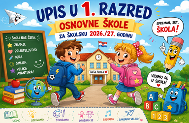 OBAVIJEST RODITELJIMA ZA UPIS U 1. RAZRED