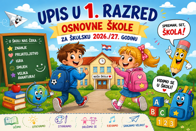 OBAVIJEST RODITELJIMA ZA UPIS U 1. RAZRED